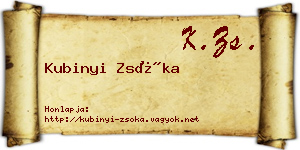 Kubinyi Zsóka névjegykártya